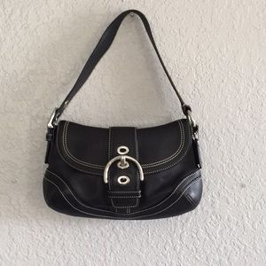 Coach black saddle leather bag (small)
